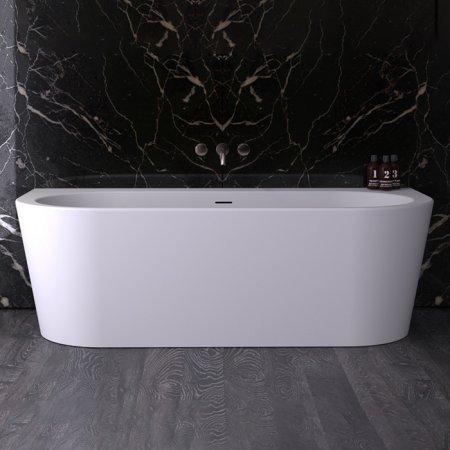 Акрилова ванна Knief WALL 010007706+010009106 Glossy White біла глянцева з круглим переливом